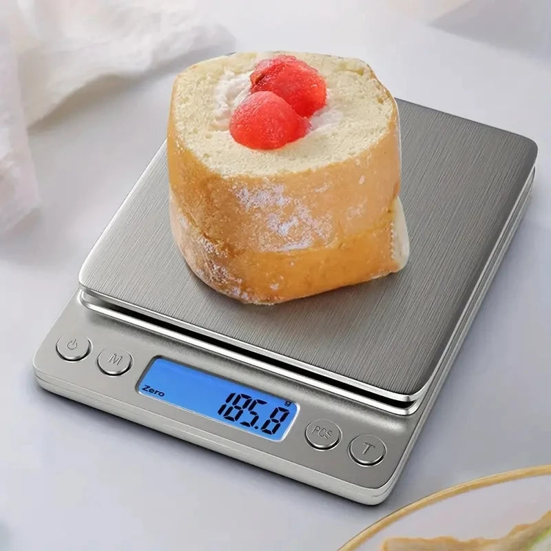 AccuWeight Digital Kitchen Scale Stainless Steel Food Scale with LCD Display for Precise Weighing of Cooking Ingredients Diet