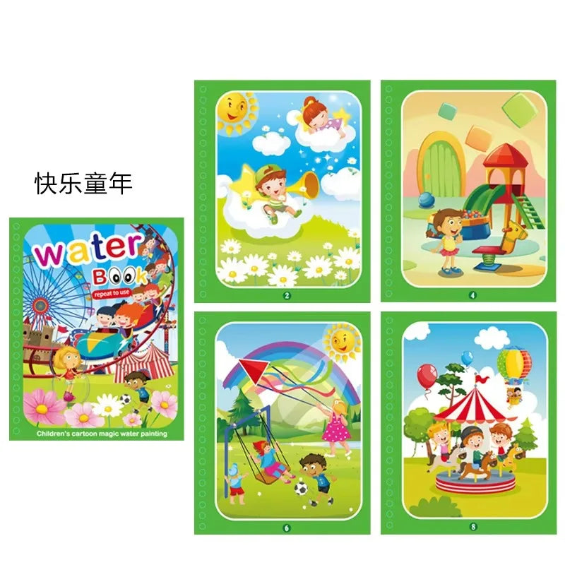 Children Early Education Toys Magical Book with Pen Water  Reusable Coloring Book Magic Drawing Book Drawing Montessori Toys Gif