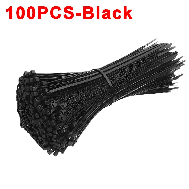 200/100Pcs Nylon Cable Ties Adjustable Self-locking Cord Ties Straps Fastening Loop Reusable Plastic Wire Ties For Home Office