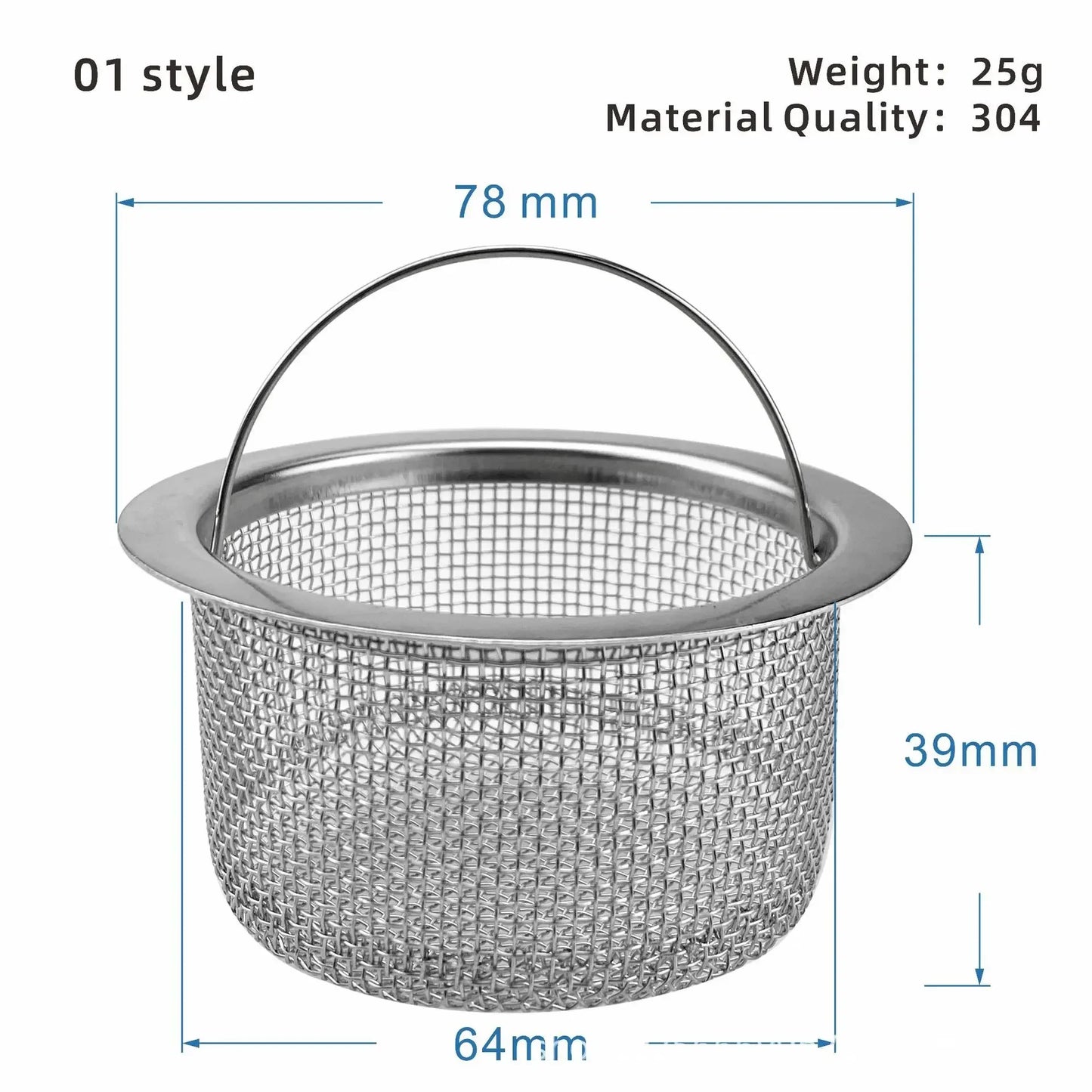 1PCS Kitchen Sink Filter Stainless Steel Mesh Sink Strainer Filter Bathroom Sink Strainer Drain Hole Filter Trap Waste Screen