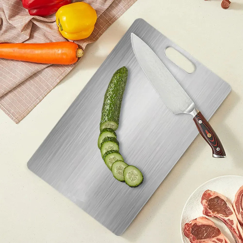 Antibacterial and Mildew-proof 304Stainless Steel Double-sided Food-grade Fruit Cutting Board Suitable for Various Cooking Tasks