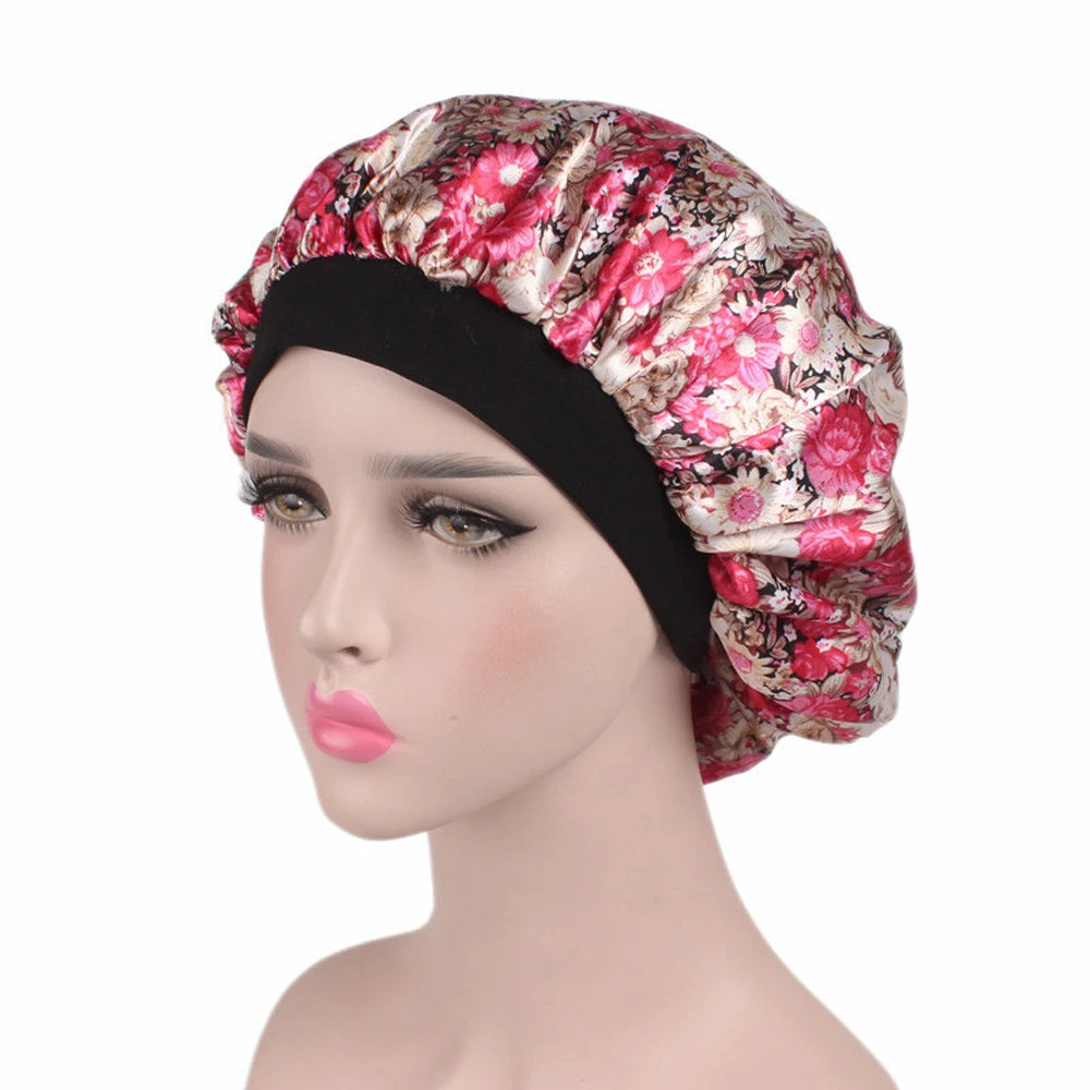 1 Pc Soft Night Sleep Hat Women Elastic Wide Band Fashion Hair Loss Cover Head Wrap Satin Bonnet  Beauty Chemo Caps Care