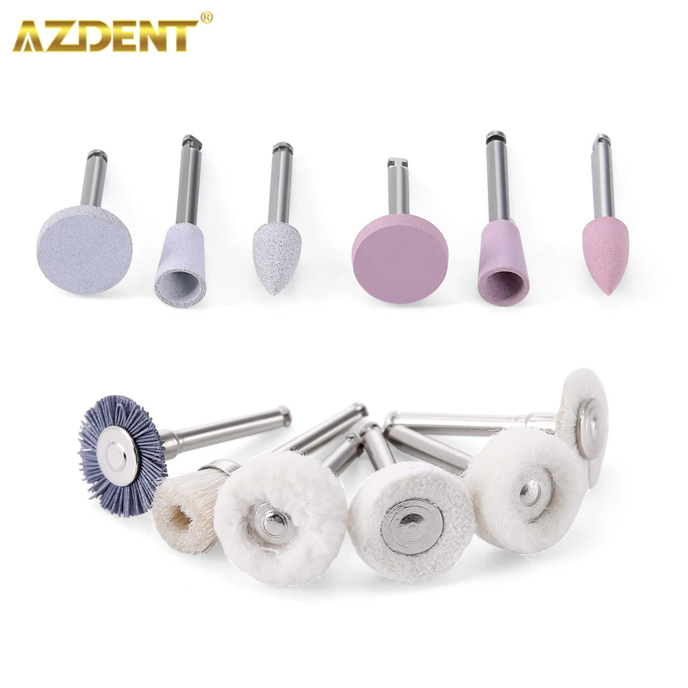 AZDENT 12PCS/Box Dental Composite Polishing Kit RA 2.35mm Polisher for Low Speed Hanpiece Porcelain Natural Teeth Nail Polishing