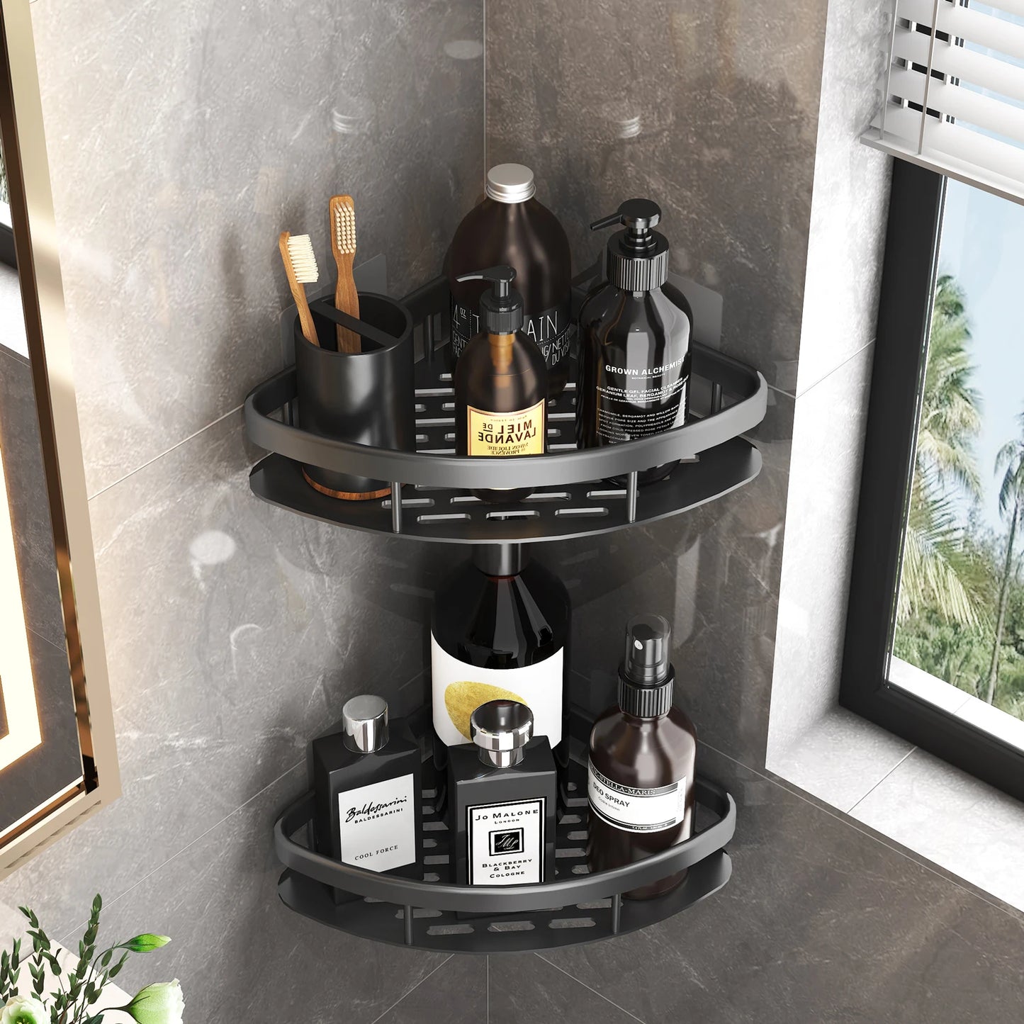 Bathroom Shelf Kitchen Storage Organizer Aluminum Alloy Shampoo Rack Shower Shelf Bathroom Accessories No Drill Shelf