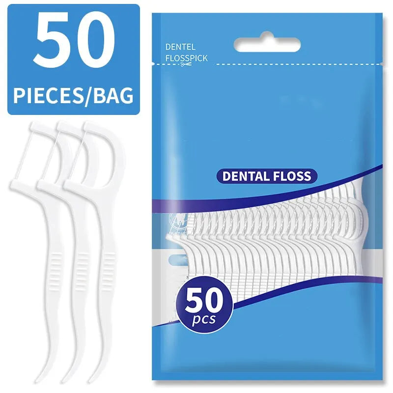 200pcs Dental Floss and Plastic Toothpicks for One-time Cleaning of Dental Gaps-Oral Care