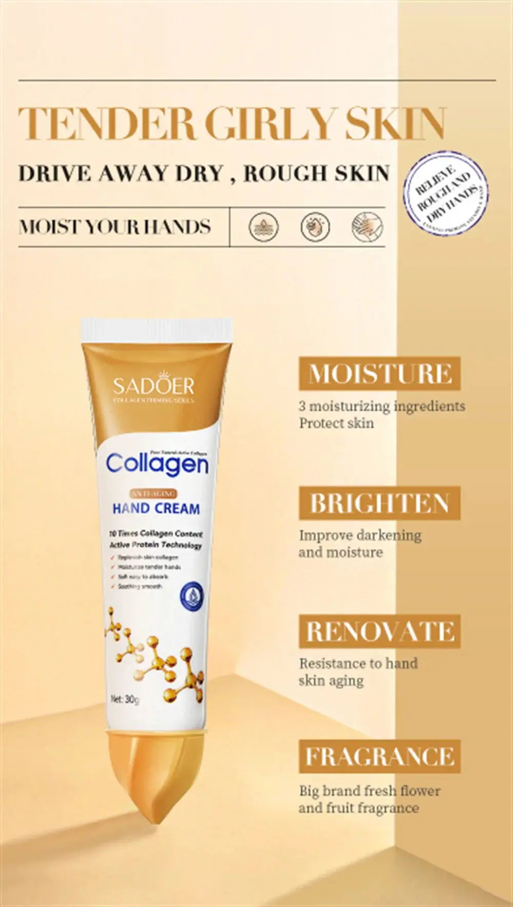 Collagen Anti-wrinkle Hand Cream Anti Crack Drying Repair Serum Fade Fine Lines Exfoliating Whiten Moisturizing Korean Skin Care