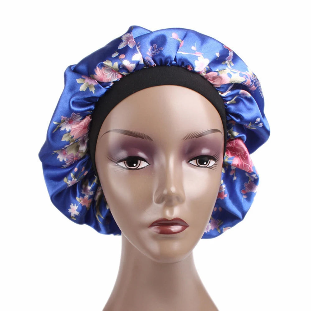 1 Pc Soft Night Sleep Hat Women Elastic Wide Band Fashion Hair Loss Cover Head Wrap Satin Bonnet  Beauty Chemo Caps Care