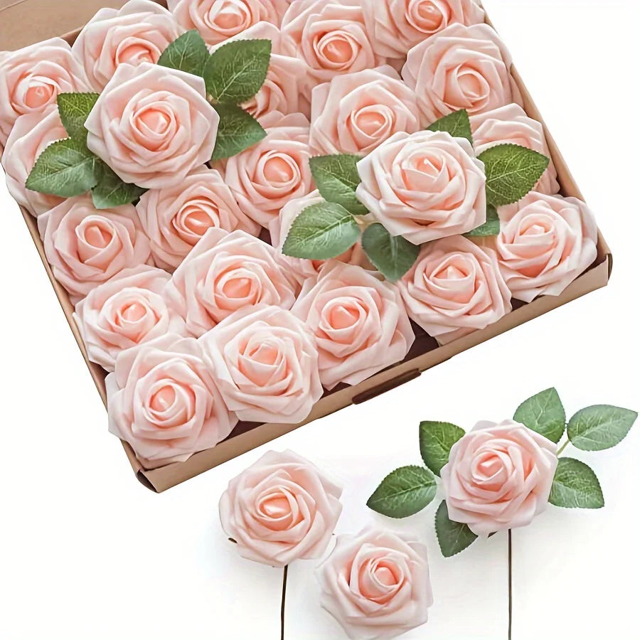 25pcs Artificial Flowers, Fake Flowers Roses W/stem For DIY Wedding Bouquets Centerpieces Arrangements Party Home Decorations