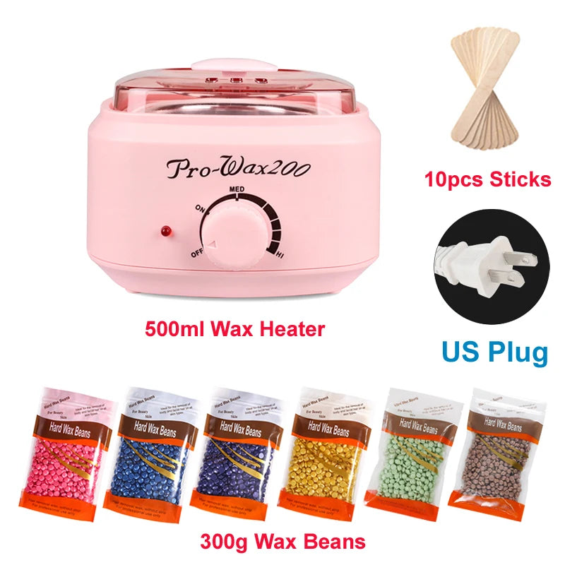 200ml-500ml Wax Heater Warmer Hair Removal Machine For Hand Foot Body SPA Epilator Paraffin Wax Pot +200g Wax Beans+Wood Sticks