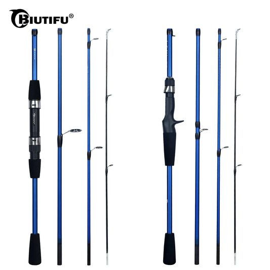 BIUTIFU Baitcasting Spinning Travel Carbon 4/5 Section Fishing Rods Casting Weight 5-20g Power Ultralight Lure Trout Mini Pole