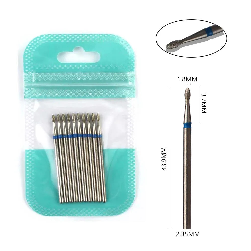 10pcs Diamond Milling Cutter Nail Drill Bits Set For Manicure Accessory Pedicure Eletric Machine Nail Bit Brush Burr Tools