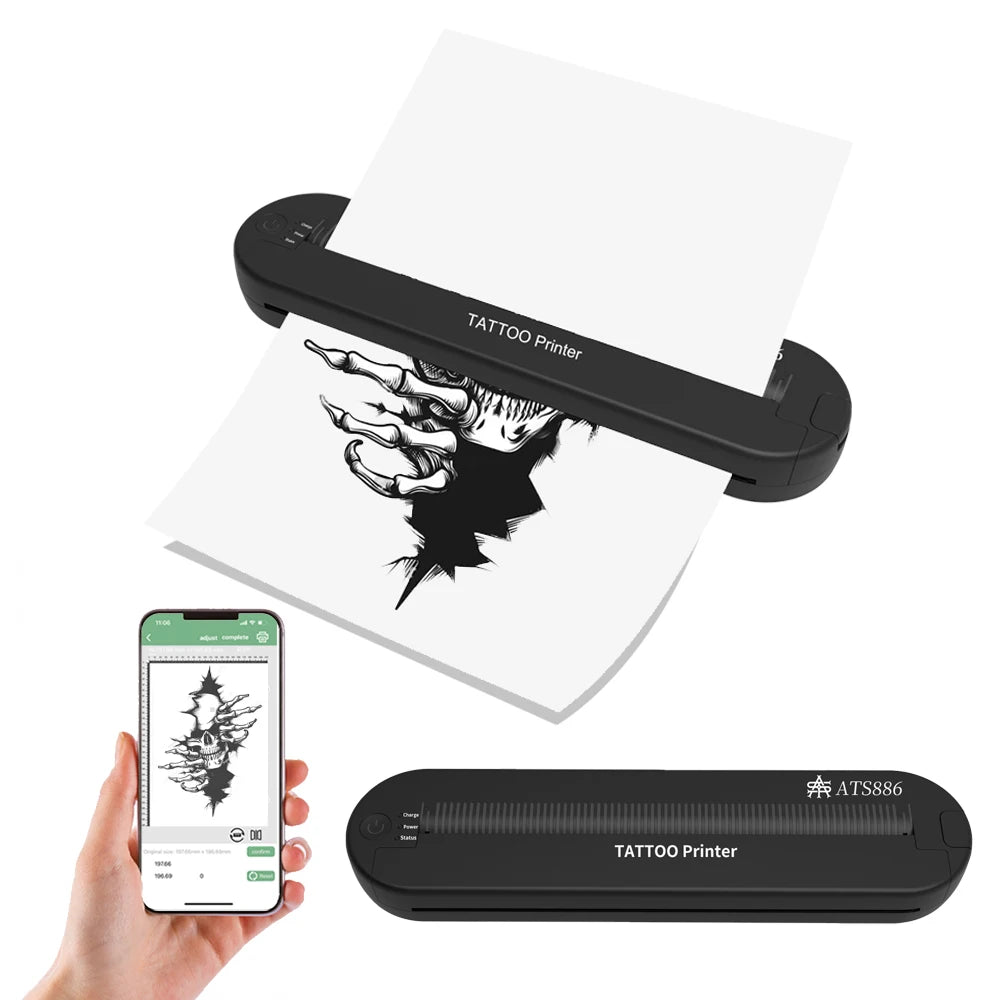 Ats886 A4 Tattoo Thermocopier Wireless Tattoo Transfer Bluetooth Mobile&pc Printer Thermal Printer Tattoo for Machine Printing