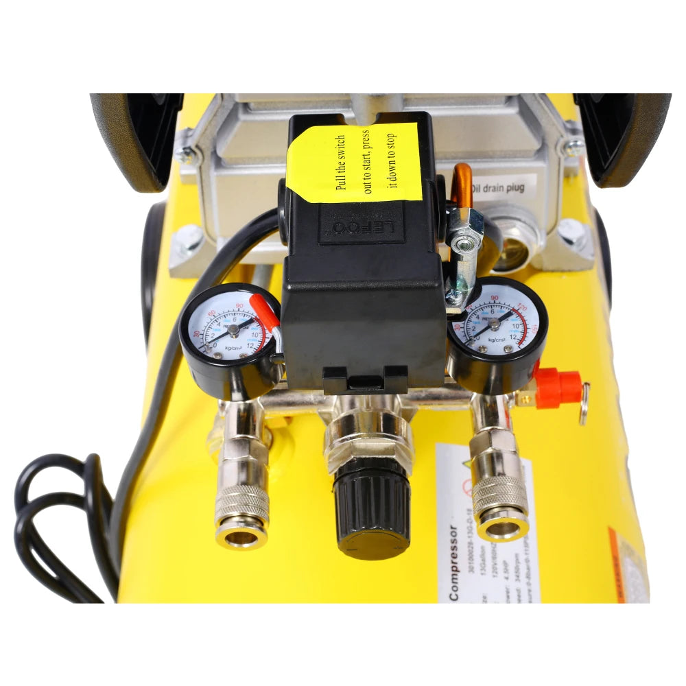 4.5HP 3.5HP Portable 13 Gallons Oil-Lubricated Air Compressor Tank Ultra Quiet Horizontal Tank Adjustable Pressure