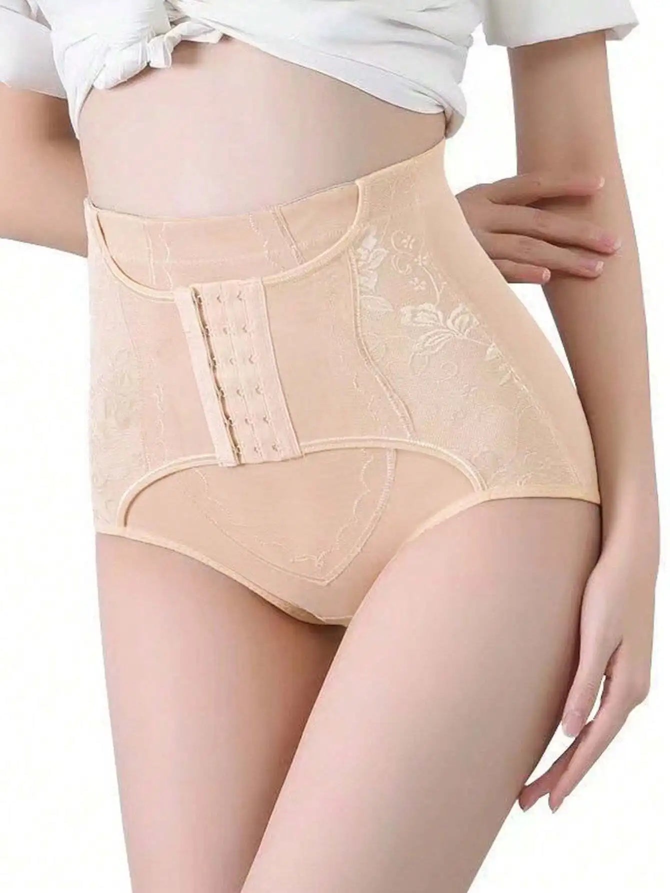 1pc Lace Shapewear, High Waist Tummy Control Panties, Breathable Mesh Slimming Underwear, Butt Lifter Body Shaper