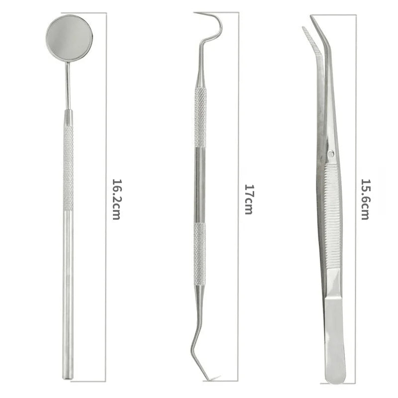 304 Stainless Steel 3pcs Dental Tools Kit with Dental Scraper Mirror Probe Dental Surgery Instruments