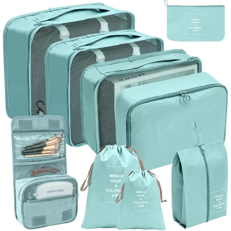 7/8/9/10 Pcs Set Travel Organizer Storage Bags Suitcase Packing Cubes Set Cases Portable Luggage Clothes Shoe Tidy Pouch Folding