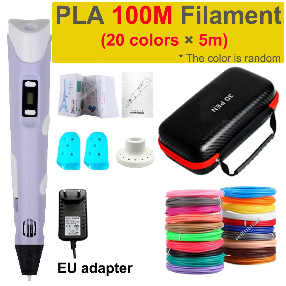 3D Printing Pen Children 3D Pen DIY Drawing Pens PLA Filament Birthday Christmas Boys Girls Gift For Kids With Travel Case