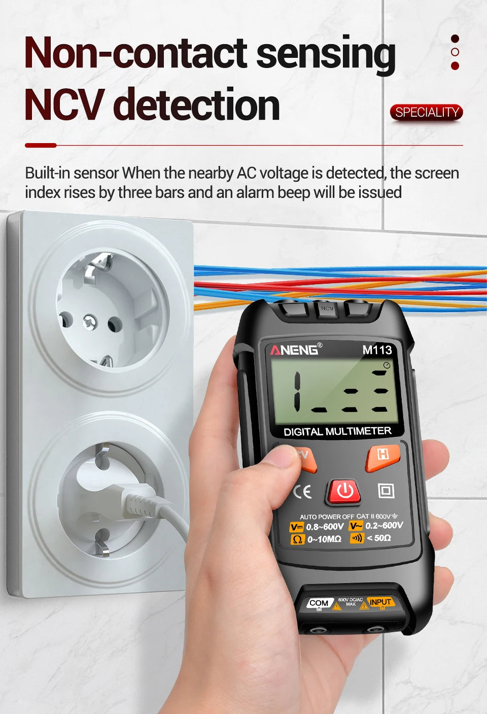 ANENG M113 Mini Digital Multimeter AC/DC Voltage Meter 1999 Counts Multimetro Ohm NCV Electricity Tools Measuring Instruments