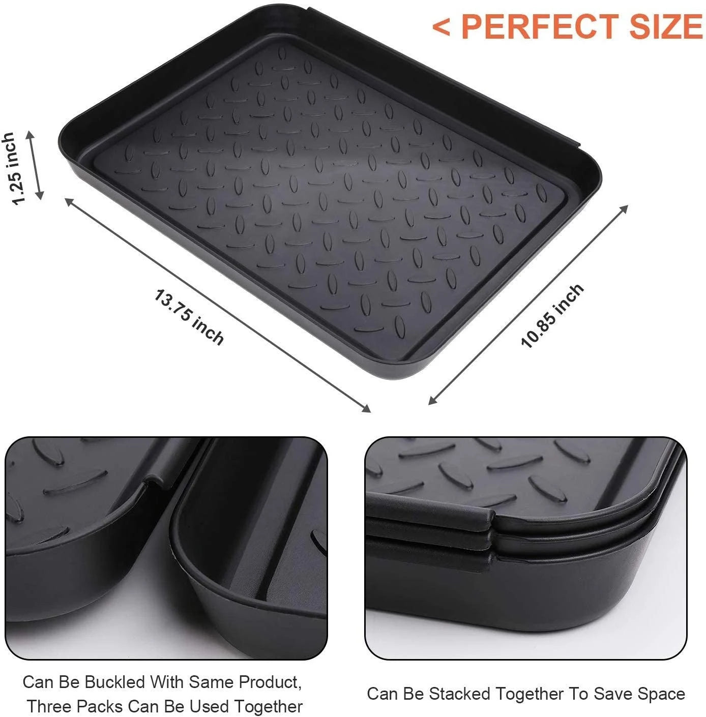 3PCS Boot Tray Heavy Duty Shoe Mat Trays,Storage Tray,Dog Bowl or Cat Bowl Mats Trap Mud to Protect Floor 13.7X10.8 Inch