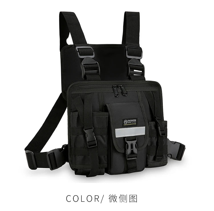 Chest Bag Waist Pack Men's Chest Pack Hip Hop Streetwear Tactical Vest Bag For Men Double Strap Design Shoulder Bag For Men Sac