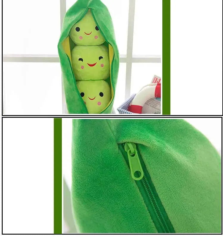 25CM Cute Children's Baby Plush Peas Filled Plant Doll Toy Children Kawaii Quality Pea-shaped Pillow Toy Boy Girl Gift