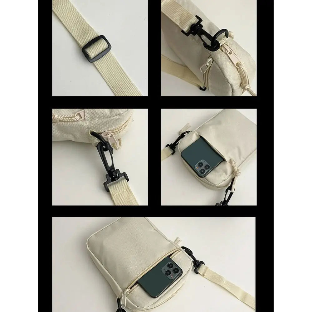 Black White Khaki Crossbody Bags High Quality Oxford Cloth Long Shoulder Strap Tote Bag Minimalists Shoulder Bag Men Women