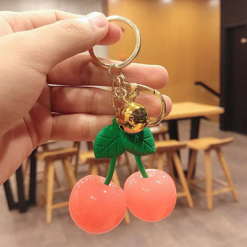 Cherry Charm Handbag Pendant Keychain for Women's Exquisite Internet-famous Crystal Cherry Bag Accessories High-Grade Pendant