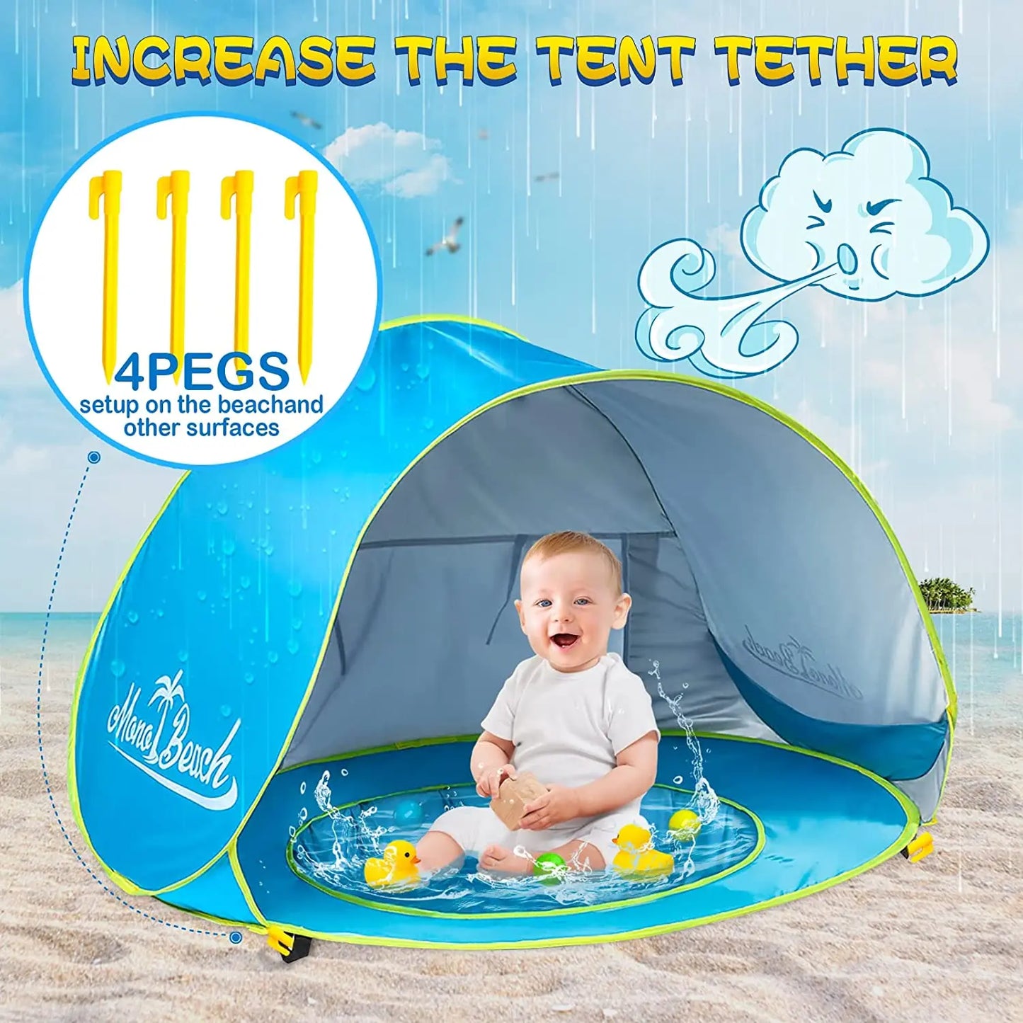 Baby Beach Tent Shade Pool UV Protection Sun Shelter Infant Outdoor Toys Swimming Pool Play House Tent Toys for Kids Children