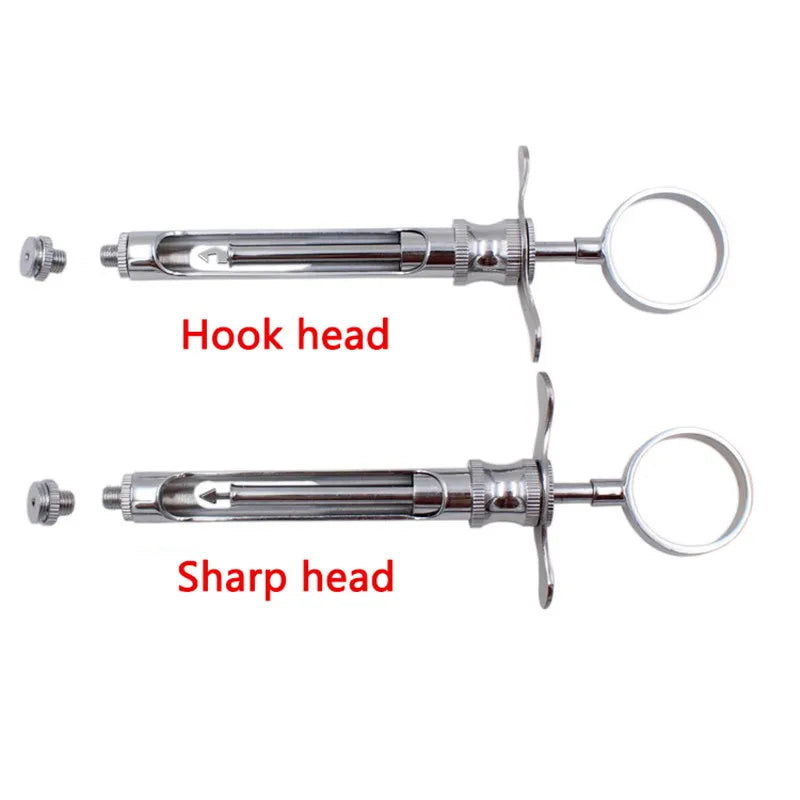 1 Set Dentistry Injection Syringe Hook-headed Sharp Head Stainless Steel Dental Aspirating Syringe Surgical Instrument 1.8ML