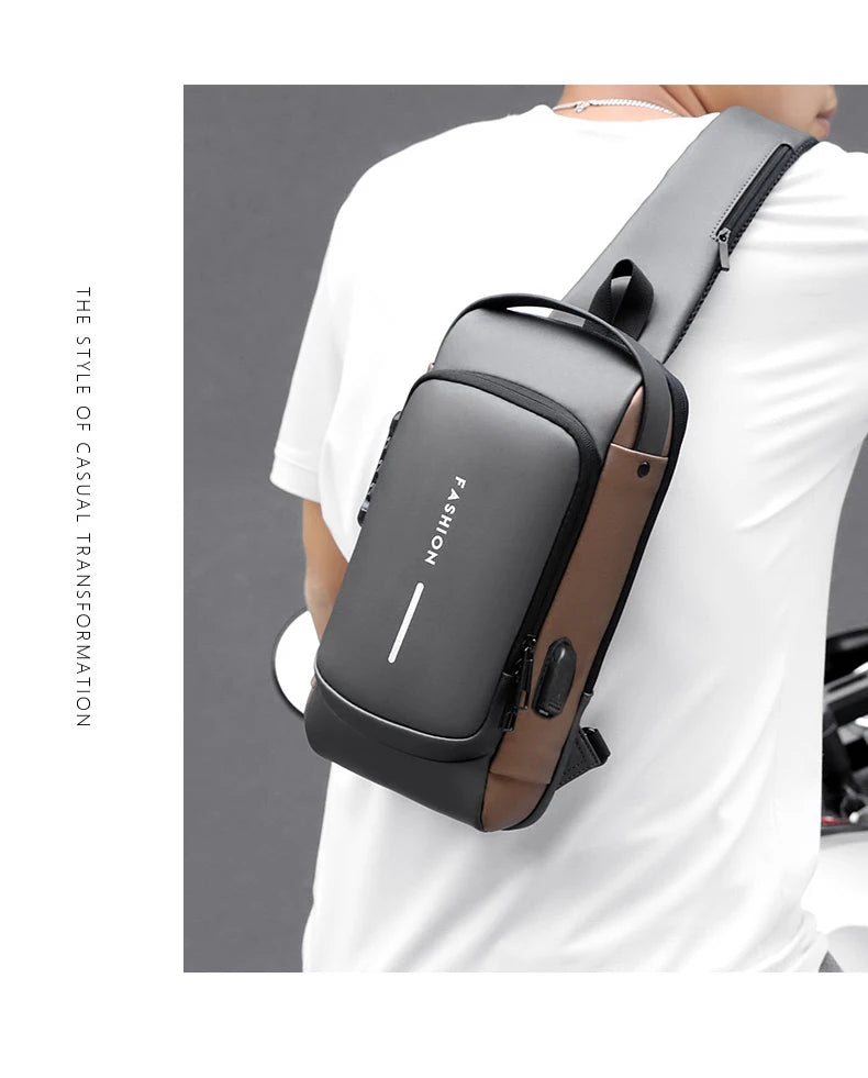 Chest Bag Multifunction Crossbody Sport Running Travel Sling Pack Anti-theft USB Charge Shoulder Messenger Pack Luxury Brand Men