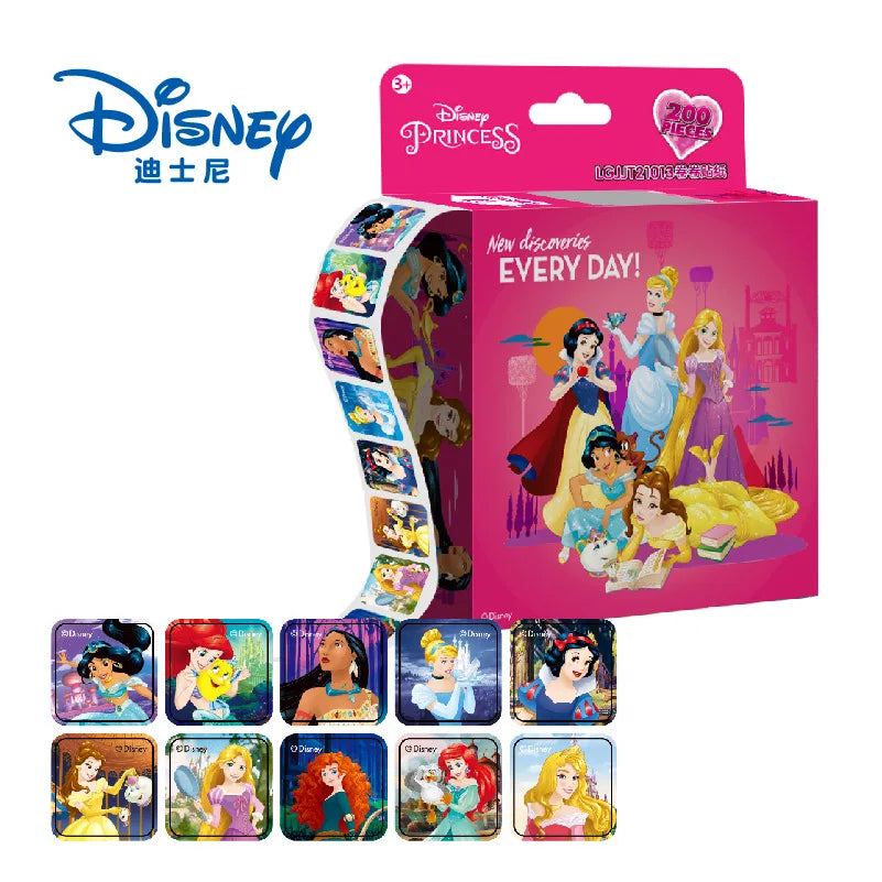 200 Sheets/Box Disney Cartoon Pull Out Stickers Princess Frozen Mickey Mouse Minnie Sticker Girl Boy Teacher Reward Toys Gift