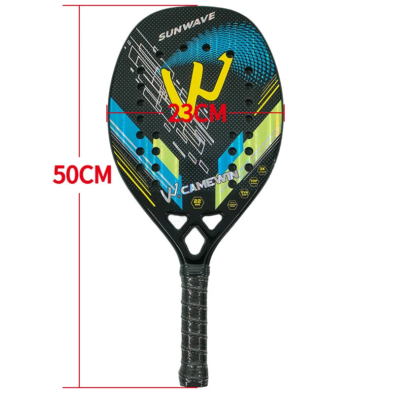 Camewin 3K Beach Tennis Racket Full Carbon Fiber Rough Surface Outdoor Sports Racket For Men Women Adult Senior Player 2024 New