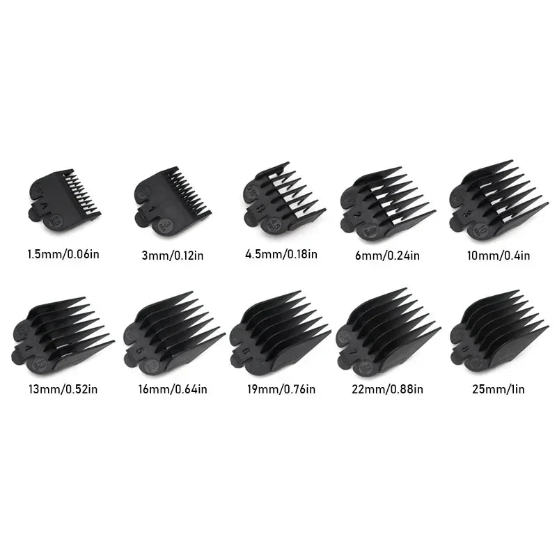 1.5-25mm 10pcs Hair Cutting Combs for Professional Hair Trimmer Machine Universal Guards Barber Accessories Trimmer Limit Combs