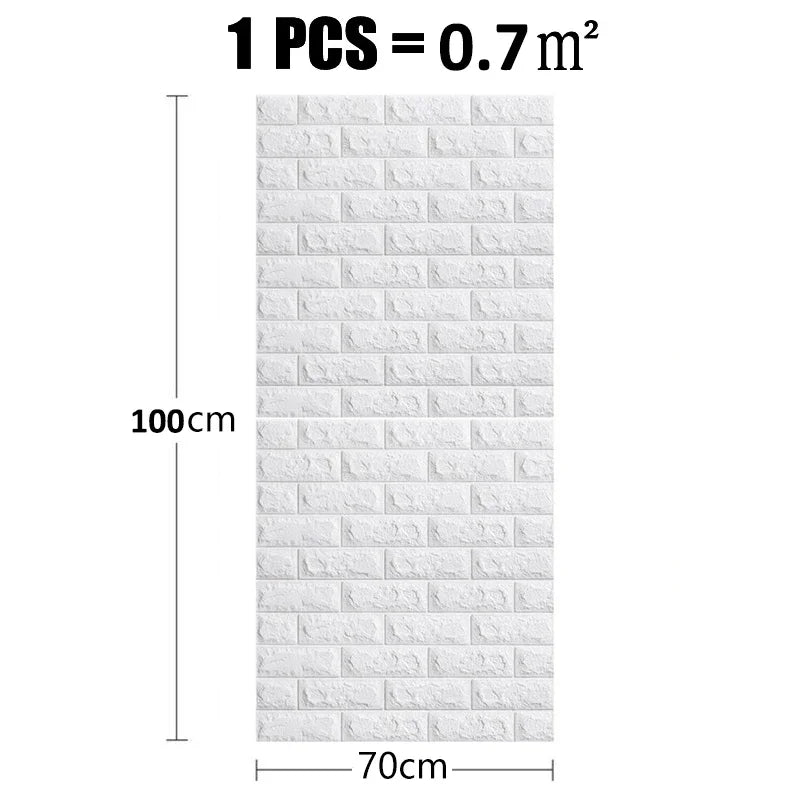 70cm*1m 3D Self-Adhesive Wallpaper Continuous Waterproof Brick Wall Stickers Living Room Bedroom Wall Stickers Home Decoration