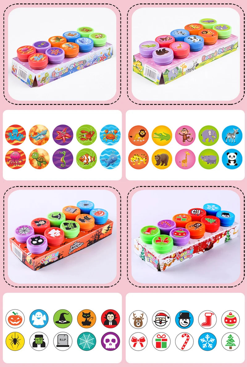 Assorted Stamps for Kids Self-Ink Teacher Stamps Party Favor Children Treasure Box Prize Classroom Easter Egg Stuffers Toys Gift