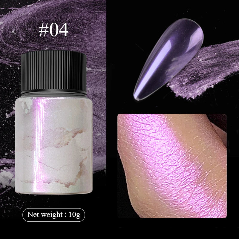 Aurora Pearl White Nails Glitter Dust Chrome Moonlight White Rubbing on Powder Shell Mirror Pigment Nail Art Supplies Decoration