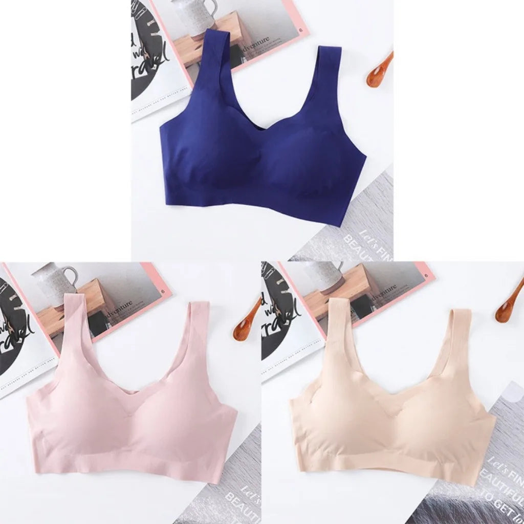 3PCS Sexy Sports Bra Seamless Bra with Pads Comfortable Without Steel Ring Sleep Push Up Underwear Plus Size M-XXL