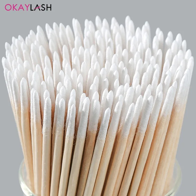 900/100/300pcs Disposable Wooden Micro Bud Swabs Lint Free Eyelash Extension Glue Removing Tools Makeup Mini Brush