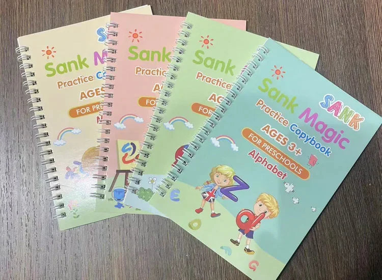 4 Books Magic Book Montessorii Educational Drawing Toys Montessori Education Kids Copy Exercise French Writing Notebook