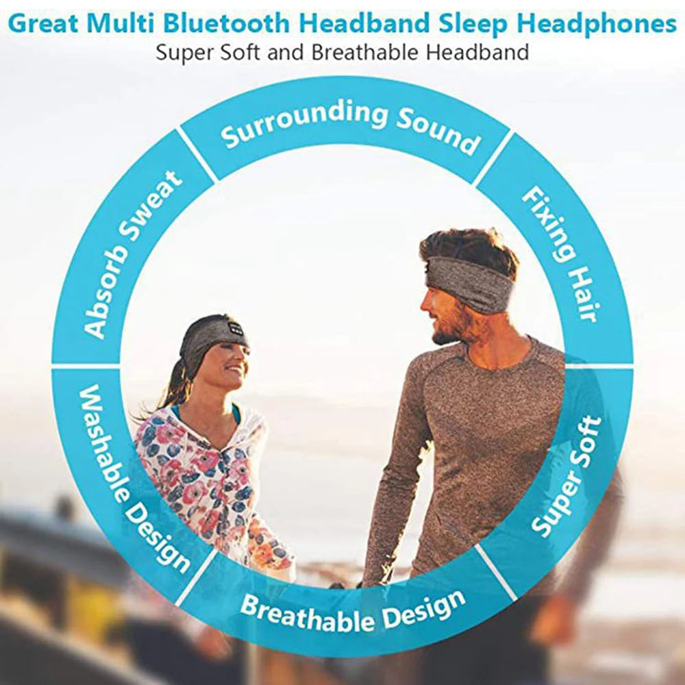 Comfortable Bluetooth-compatible5.0 Earphone Sleeping Band Headphone Music Eye Mask Soft Elastic Wireless Sport Headband Headset