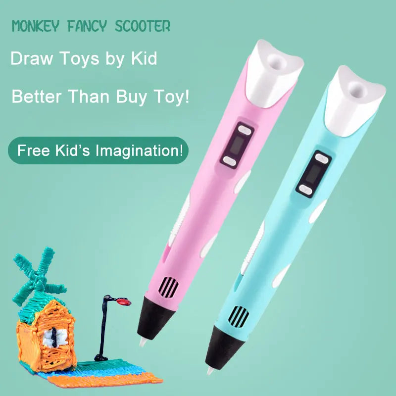 3D Printing Pen Children 3D Pen DIY Drawing Pens PLA Filament Birthday Christmas Boys Girls Gift For Kids With Travel Case