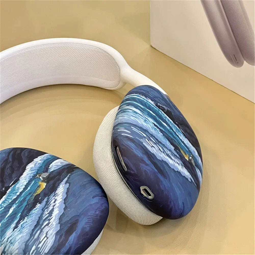 Art Painting Case for Apple Airpods Max For Headphone Airpods Max Protect Anti fall Case Wave The Starry Night Design Fashion