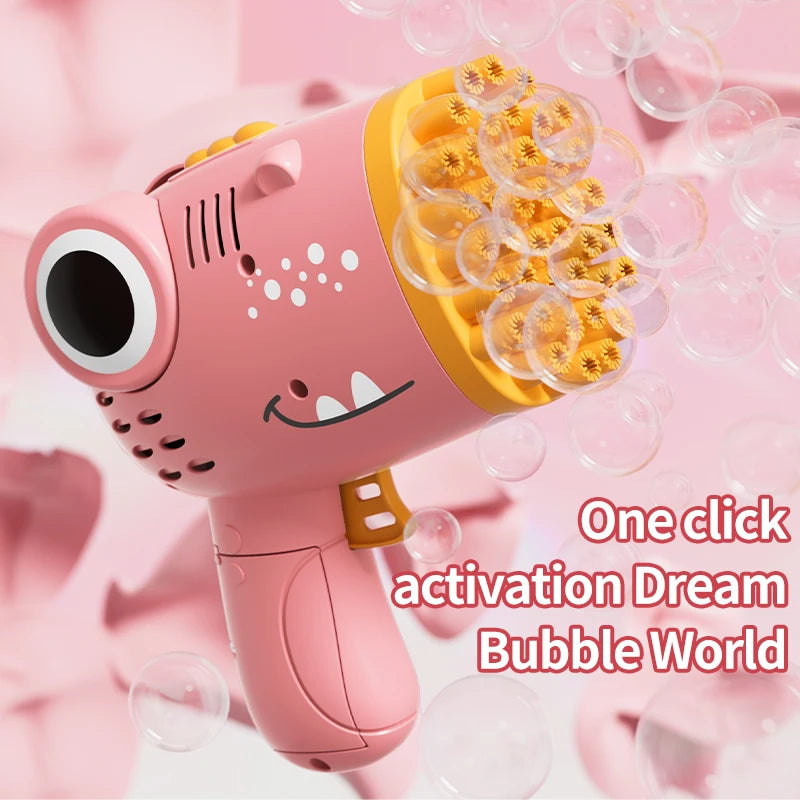 40 Holes Dinosaur Bubble Gun Handheld Fully Automatic Bubble Machine Without Battery And Bubble Water For Kids Gift