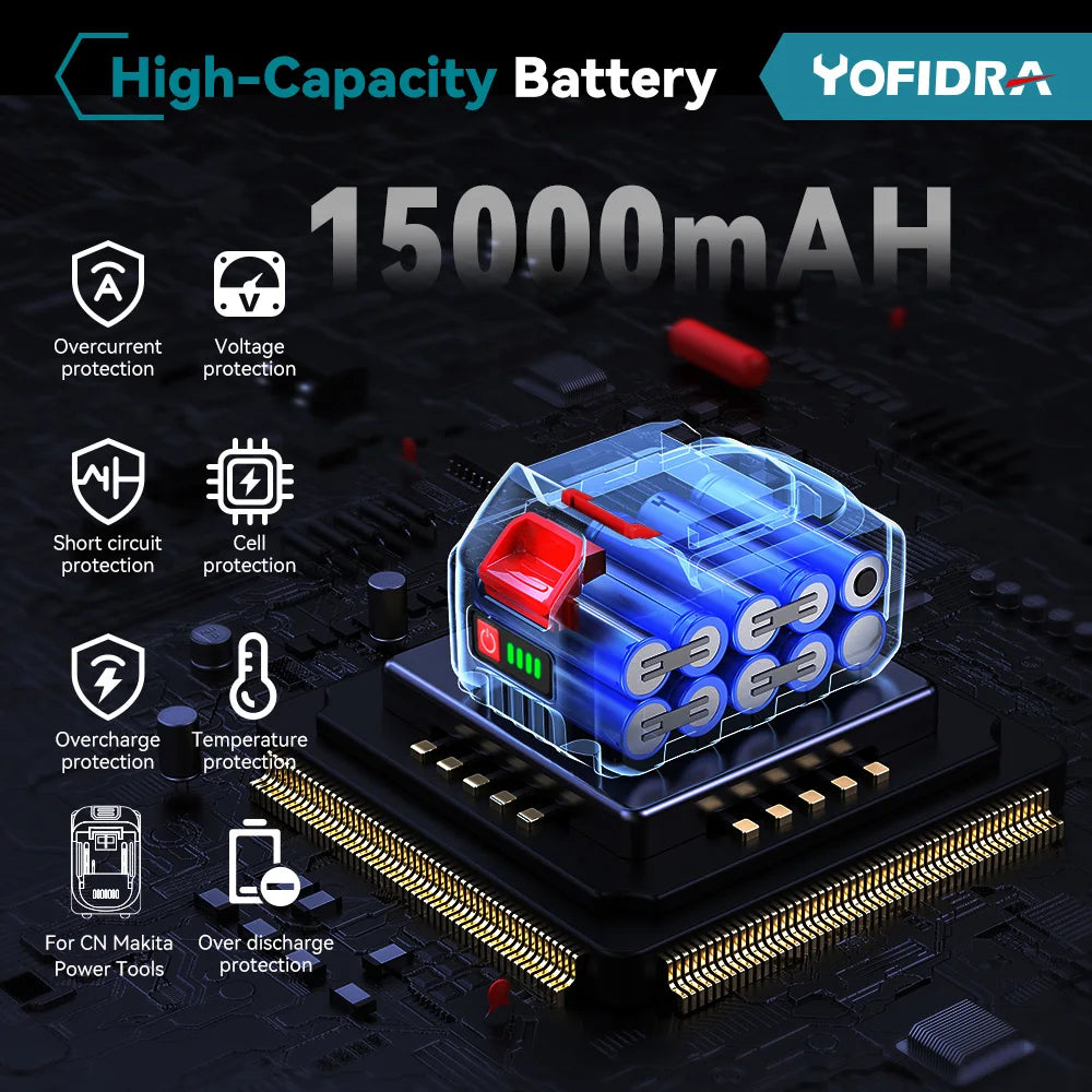 20V Rechargeable Lithium Battery EU Plug 15000mAh.928VF 22500mAh.Battery Capacity Indicator.for Chainsaw Electric Drill