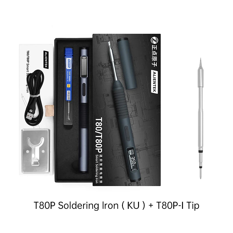 ALIENTEK T80 T80P Smart Soldering Iron PD 65W QC Adjustable Constant Temperature Portable Smart Soldering Iron Kit C245 Tools