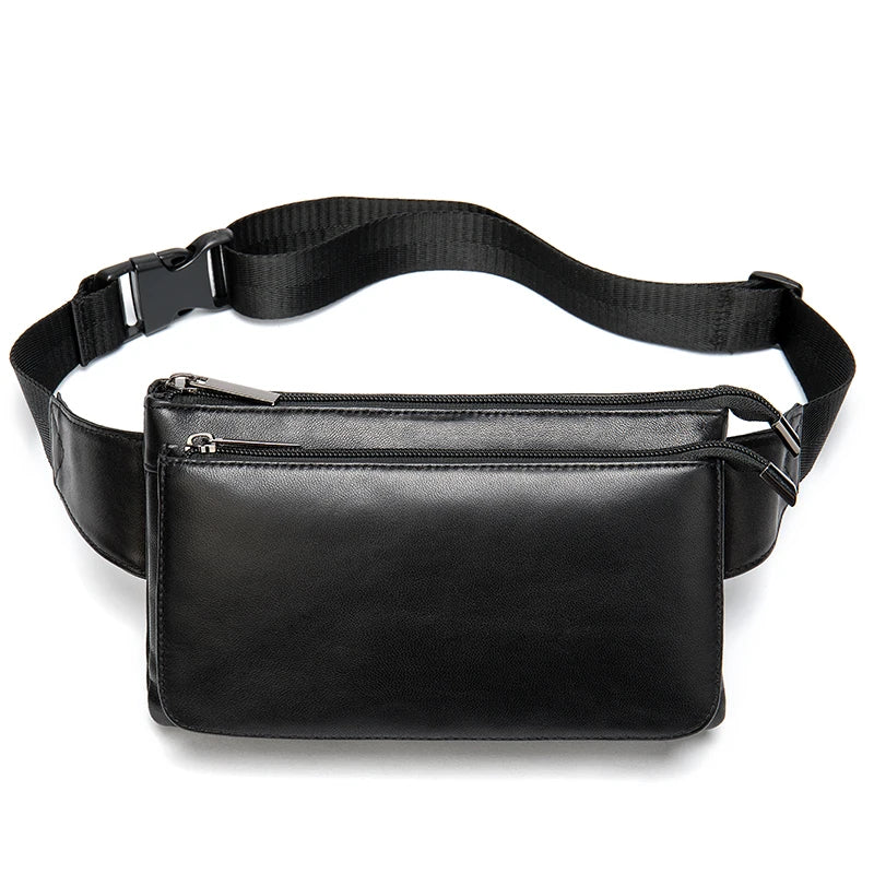 Casual Men's Waist Bag Real Goat Leather For Men Male Fanny Pack Designer Luxury Brand Bag Belt Men Chest/hip Bags Sling Pack