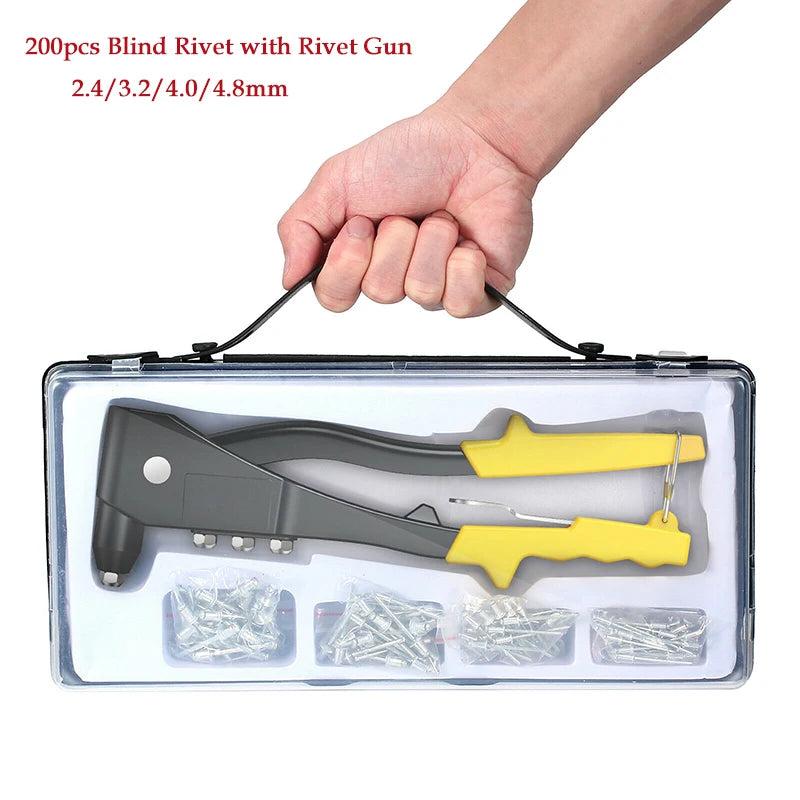 380/200/120/60pcs Heavy Duty Riveter Gun Set Hand Riveter Set Blind Rivet Pliers Gun DIY Rivets Nut Automotive Tools