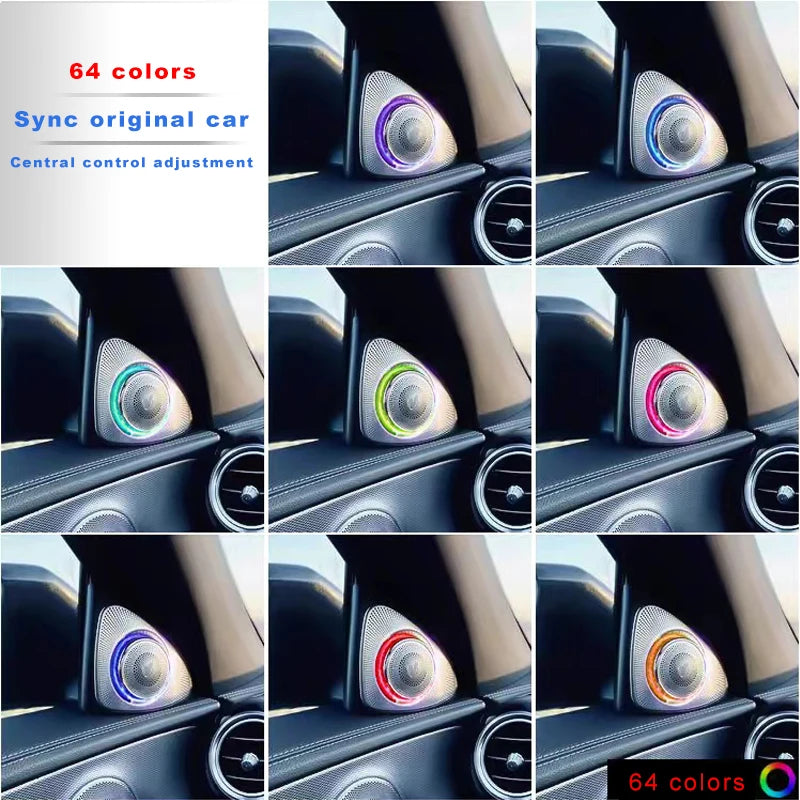 Car Ambient Light  For Mercedes-Benz C-Class E-Class S-Class GLC 64 Colors 3D Rotating Tweeter Luminous Speaker Car Accessories