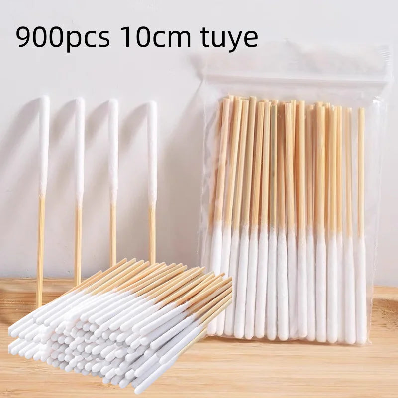 900/100/300pcs Disposable Wooden Micro Bud Swabs Lint Free Eyelash Extension Glue Removing Tools Makeup Mini Brush