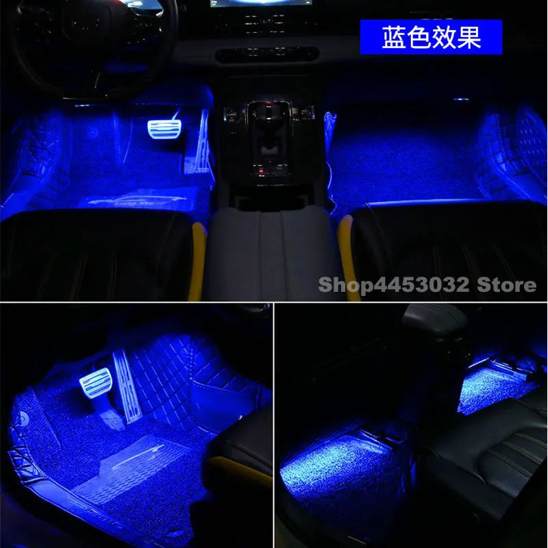 Car Foot Ambient Light RGB Led Lamp Usb For Chevrolet Avalanche 1500 Camaro Cruze Cobalt Wireless Remote APP Control Accessories